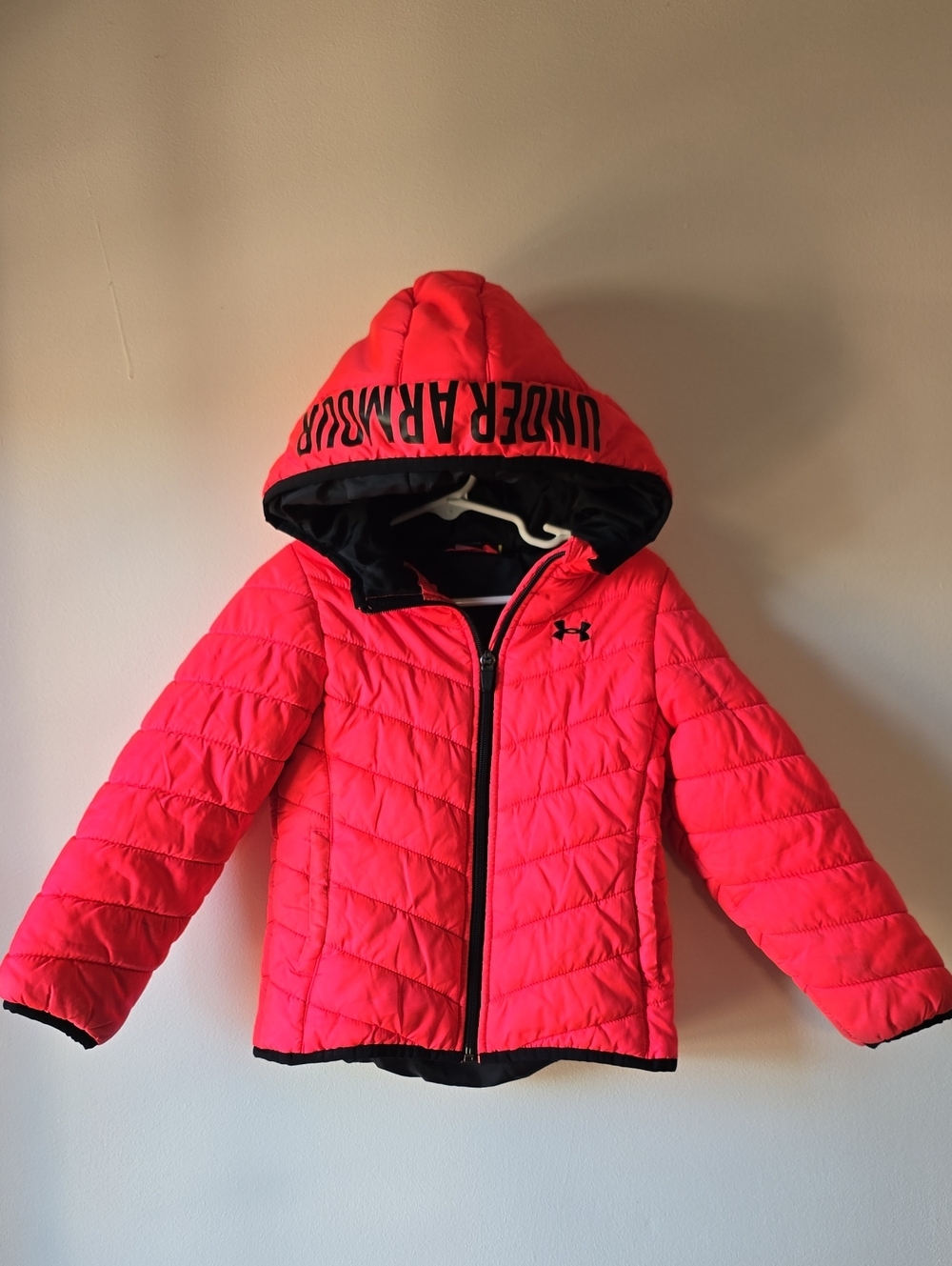 Under Armour Girls' Neon Pink Quilted Hooded Puffer Jacket